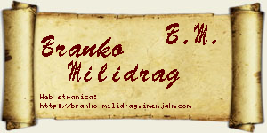 Branko Milidrag vizit kartica